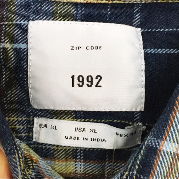 Zara Men’s zip code 1992 plaid denim shirt NWT - Picture 5 of 5